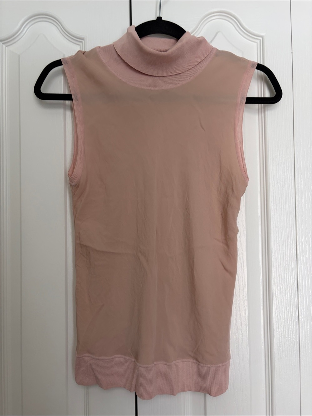 Theory Sleeveless Silk Turtle Neck Blouse Blush Pink S Coastal Elegant Luxury